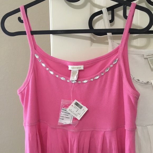 NEW Two Pink and White Spaghetti strap baby doll Dresses , Embellished - Picture 4 of 12